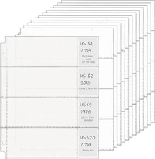 Chengu 24 Pcs 4 Pocket  Sleeves for 3 Ring Binder Clear  Pages Dollar Bill Holde