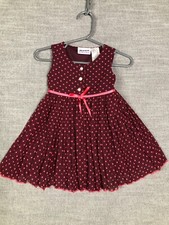 Blueberi Boulevard Dress Baby Girls 12M Months Burgundy Polka Dot Ruffles Bow