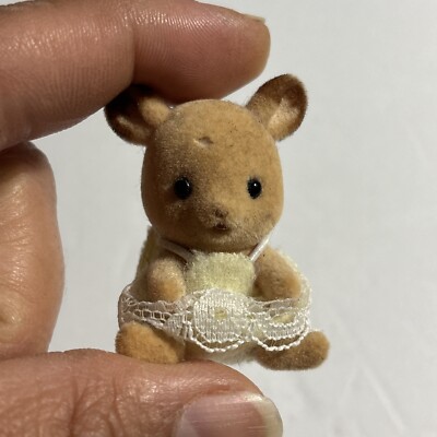 Calico Critters Sylvanian Family Maple Town, Baby Deer W Cute Dress & Bottle