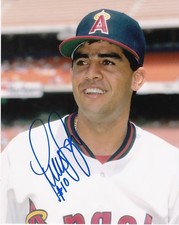 LUIS SOJO  CALIFORNIA ANGELS   ACTION SIGNED 8x10