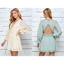 SALE - Women's Plunge V-neckline Ruffle Dress