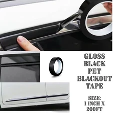 Gloss Black Chrome Trim Car Molding Blackout Adhesive Tape 2 inch x 72 yd Roll