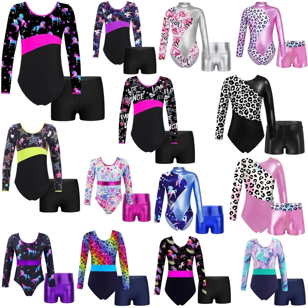 FILLE JUSTAUCORPS Danse Gymnastique Ballet Justaucorps Manches Enfants EUR  14,08 - PicClick FR