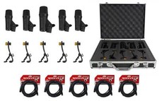 Rockville Pro-d5 Kit 5 Piece Drum Mic Kit W/ Kick+snare Microphones+xlr Cables