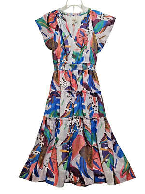 Umgee Maxi Dress Womens 1XL Plus White Blue Short Sleeve Ruffle Floral Boho  New | eBay