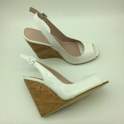 Sandali donna estivi zeppa punta aperta scarpe tacco alto cinturino fibbia slingback - Foto 11 di 16