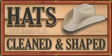 COWBOY HATS CLEANED SHAPED WESTERN WEAR GENERAL FEED TACK STORE SIGN BANNER