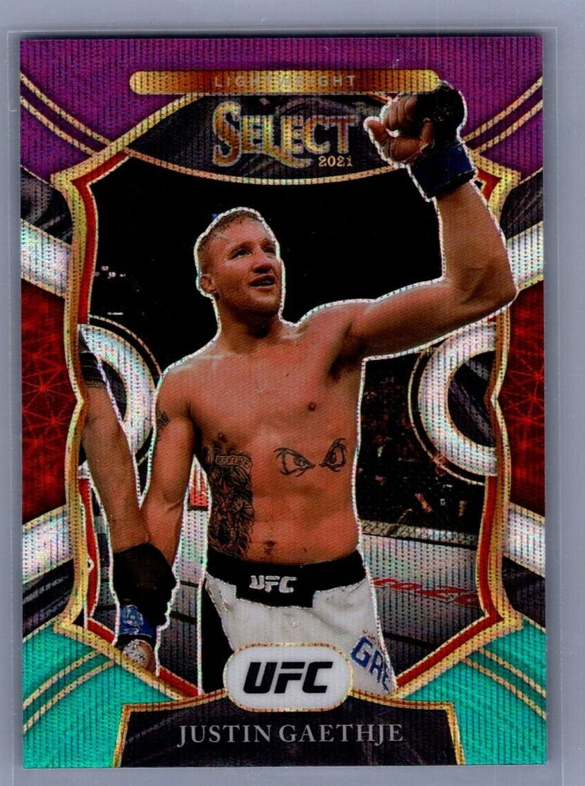 2021 Panini Select UFC Justin Gaethje Councourse Tri-Color Wave Card #95 Purple