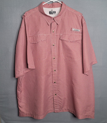 Habit Mens Shirt Size 2XL Outdoor Fishing Short Sleeve Button Red 40+ 360 Vent