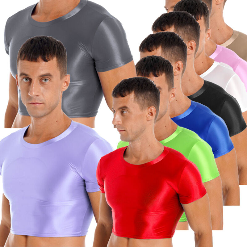 FEESHOW Herren T-Shirt Kurzarm Top Oberteile Bauchfrei Männer Sportshirt Trainingsshirt Running