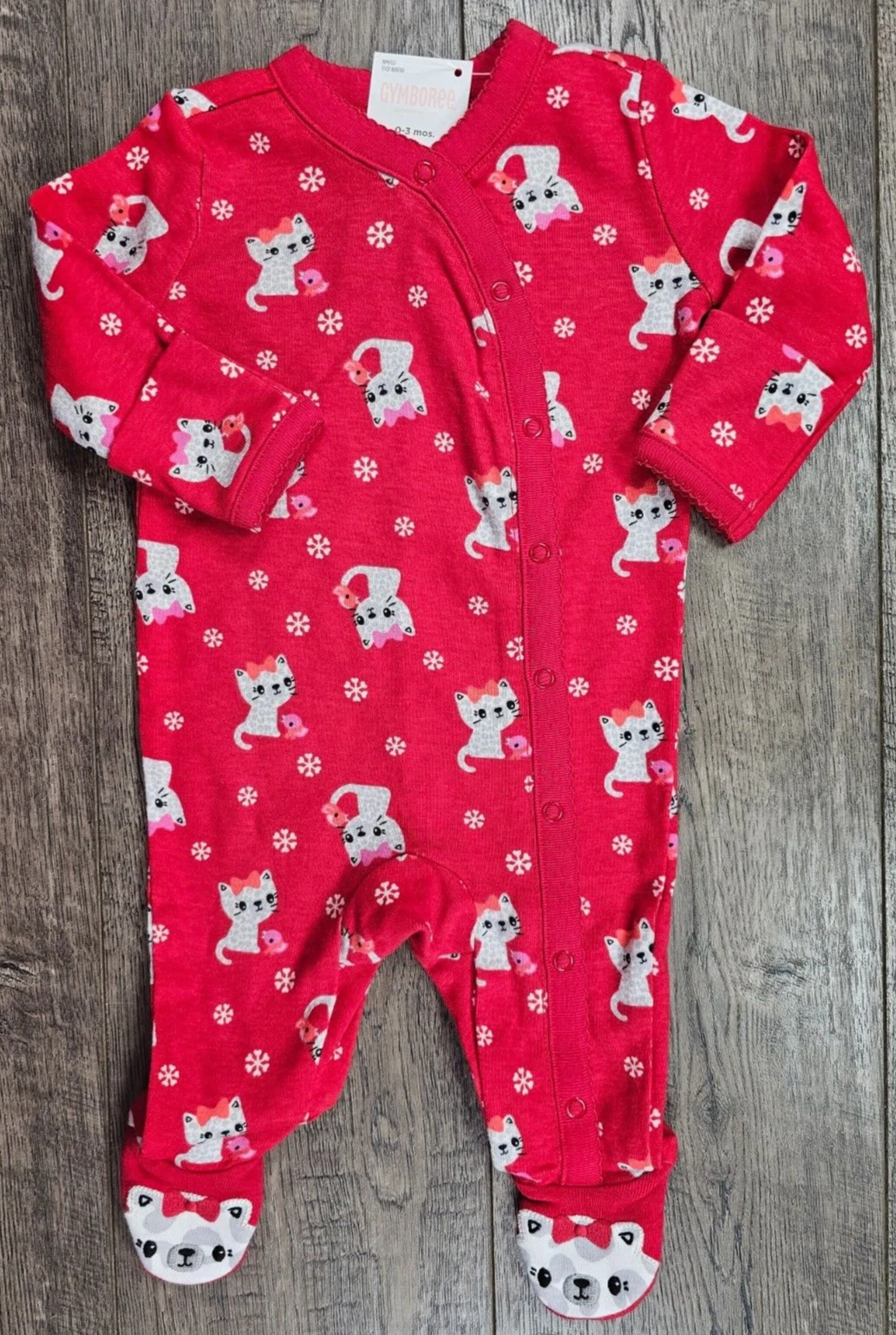 Baby Girl Clothes New Gymboree 0-3 Month Cozy Kitty Footed Outfit