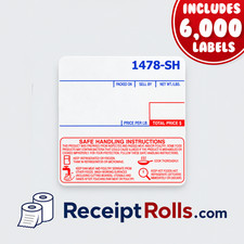 Scale Labels for Cas LP-1000 UPC Safe Handling 58mm x 60mm, 12 rolls of 500 lbls