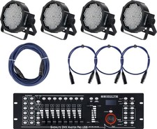 LED DJ EQUIPMENT DISCOTECA EFFETTO LUCE ILLUMINAZIONE 4x FARI + CONTROLLER DMX