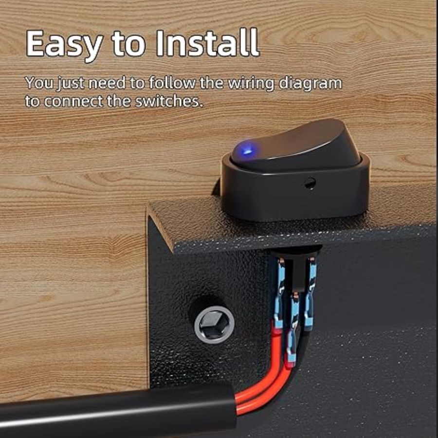 Toggle Switch 12v 30A Oval Rocker Switch 3 Pin Red and Blue Led Lighted ...