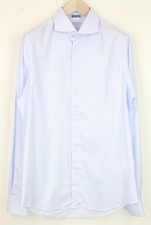 SUITSUPPLY Men's Formal Shirt 42L/16.5L Blue Striped Cotton Extra Slim 