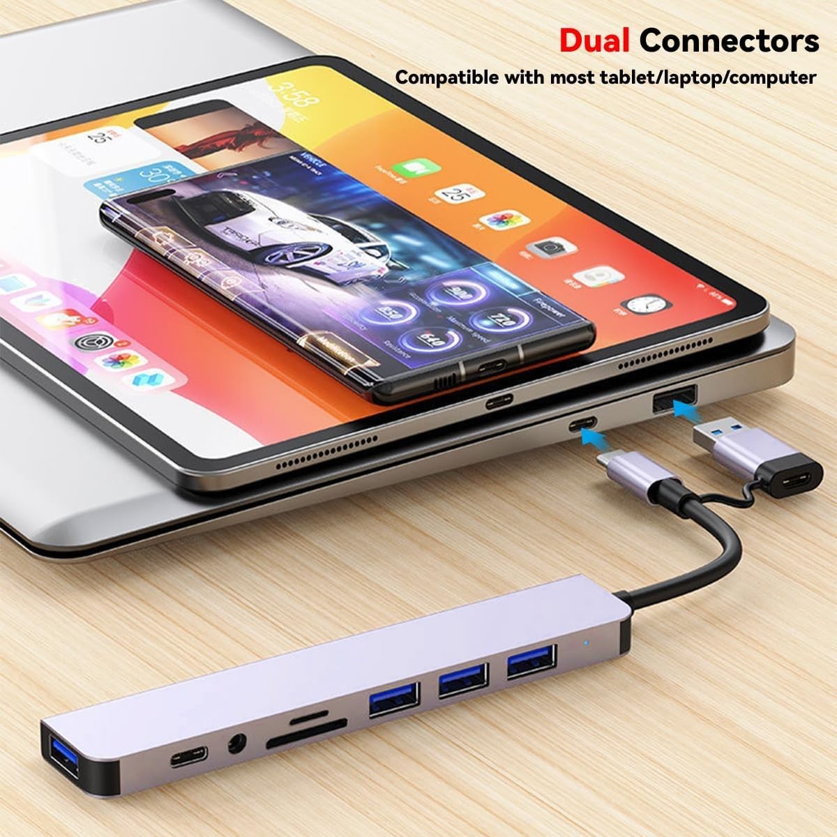 Concentrador USB 3.0 elegante con lector de tarjetas SD: adaptador multipuerto de 8 puertos para Mac y PC, imagen 9