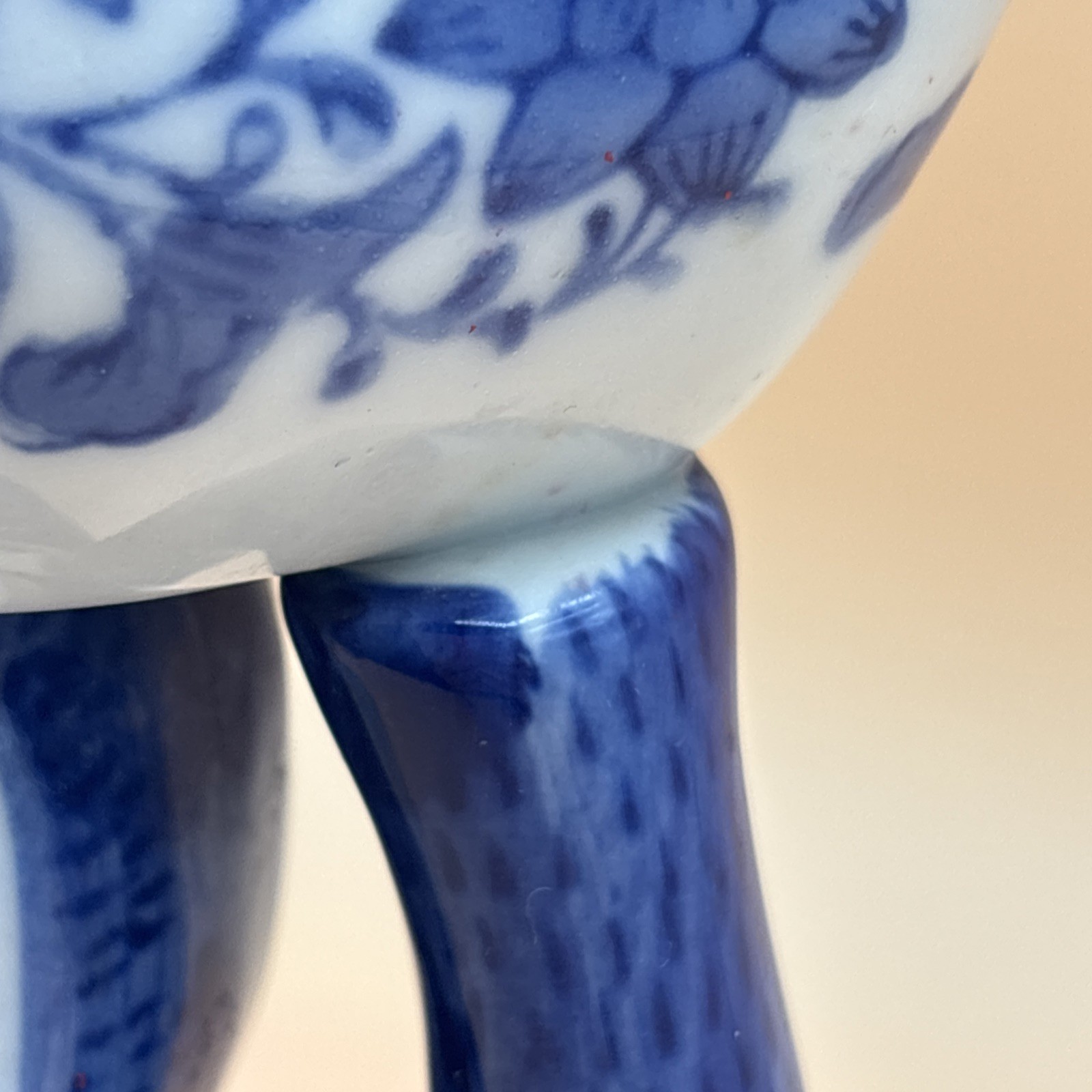 Vintage Chinoiserie Porcelain Monkey Blue White Holding Bowl Trinket Dish Soap