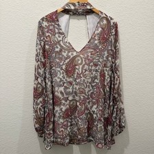 Show Me Your Mumu Paisley Mini Dress Choker Neck Open Back Boho Womens Large NWT
