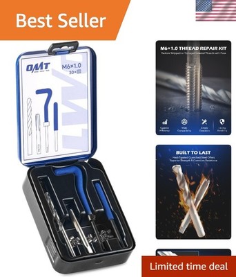 Thread Repair Kit, M6x1.0 Thread Repair Tool with HSS Drill Bit & 30 Thread I...