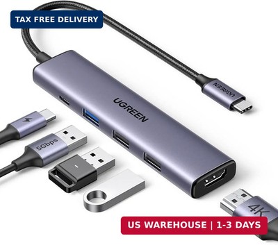 UGREEN USB C Hub 5 in 1 Multiport USB Adapter 4K HDMI, 100W Power Delivery, 3 US