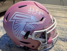 Julio Jones Breast Cancer Awareness Auto Speed Flex Falcons Pink Helmet Beckett