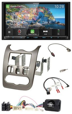 Kenwood Bluetooth Lenkrad 2DIN USB TMC DAB Navigation für Dacia ab 2012 dunkelsi