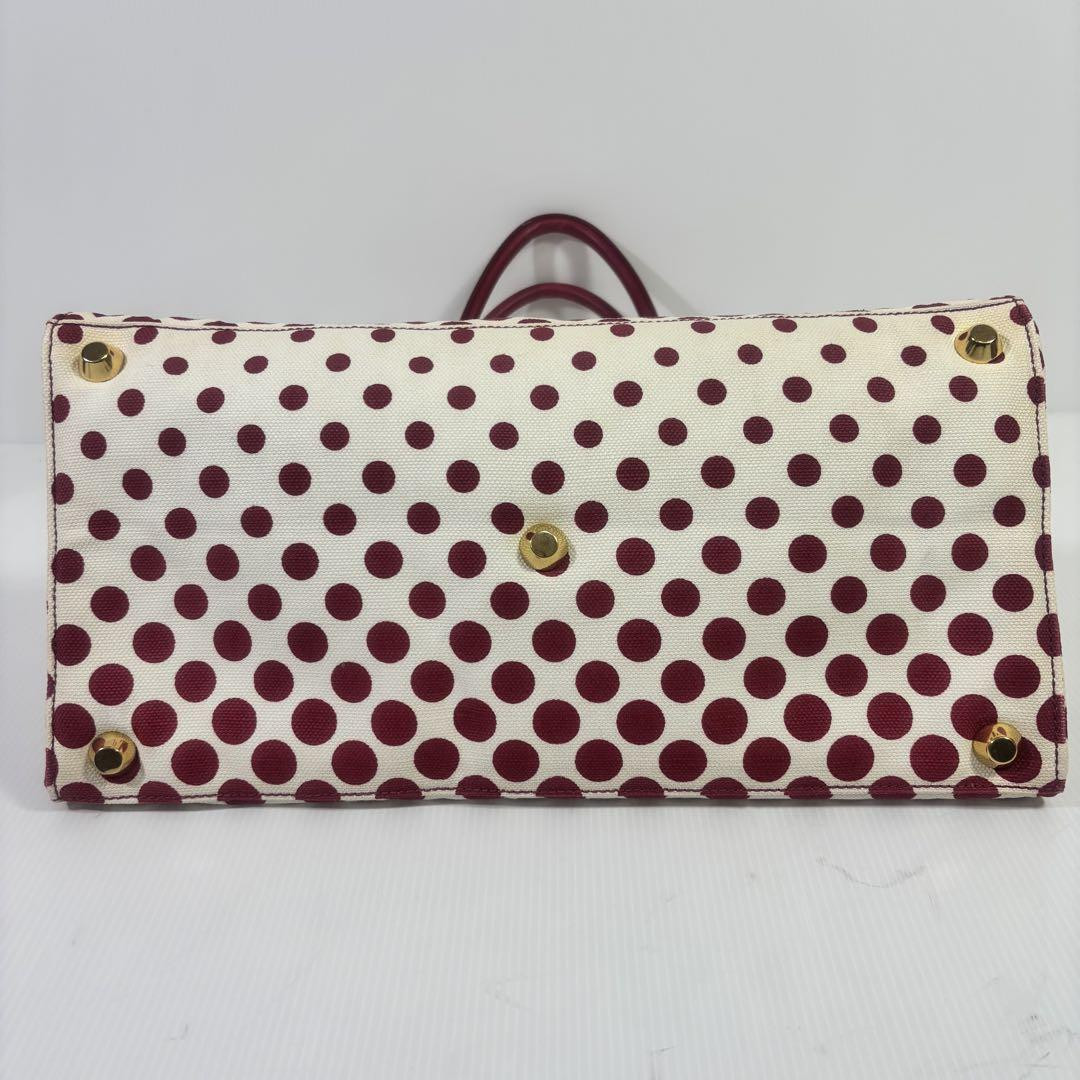 MIU MIU トートバッグキャンバス金ロゴA4収納可ドット柄底鋲