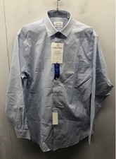 Calvin Klein Mens NWT Wrinkle Free Dress Shirt Blue Regular Fit L 16.5 34-35
