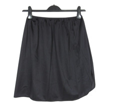 Vintage VANITY FAIR Silky NYLON Black HIGH SIDE SLIT Lace Trim HALF SLIP Sz L
