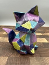 Mayco Geometric Fox Statue Origami Style Ceramic Multicolor 5"