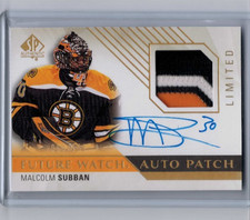 2015-16 SP Authentic Malcolm Subban Future Watch Rookie Patch Auto #'ed 063/10