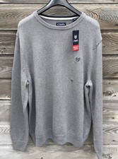 Chaps Men s XXL Gray Crewneck Sweater NWT Cotton Blend Classic Pullover