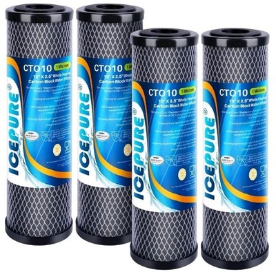 ICEPURE 10''x 2.5'' Whole House Carbon Sediment Water Filter CTO10 - 4 PACK