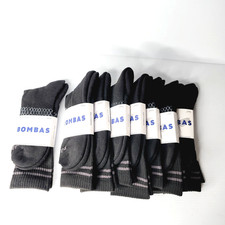 Lot Of 8 NEW Bombas Black Crew Calf Socks Adult Large w Honeycomb Arch Support