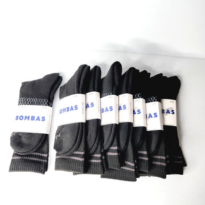 Lot Of 8 NEW Bombas Black Crew Calf Socks Adult Large w Honeycomb Arch Support