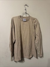 Unisex crew neck long sleeve beige Pro Club Heavy Weight long sleeve shirt XL