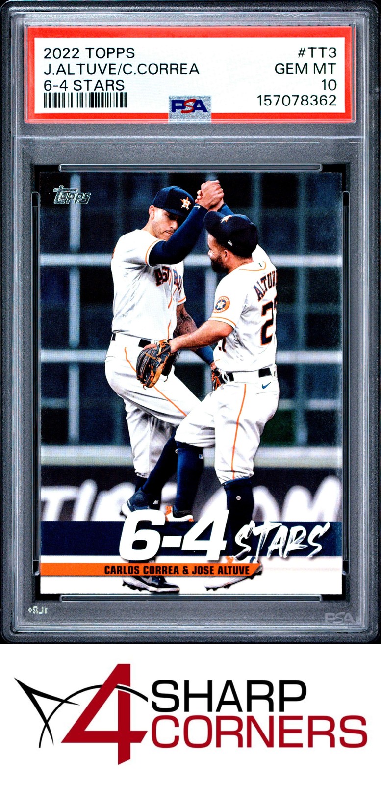 2022 TOPPS 6-4 STARS #TT3 JOSE ALTUVE-CARLOS CORREA POP 1 PSA 10