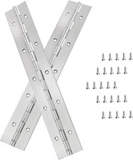 2Pack Silver Continuous Piano Hinges 10 Inch x2 OpenWidth Heavy Duty With Ho...