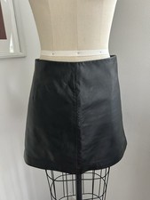 Image of AllSaints Renai Black Leather Mini Skirt New With tags, US8/Medium
