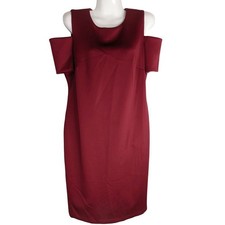 Calvin Klein Women's Solid Cold Shoulder Evening Party Dress Red Size 12 NWOT