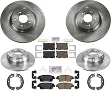 Ft & Rr Disc Brake Rotors Ceramic Disc Brake Pads Fits Genesis G80 3.8L 18-2020
