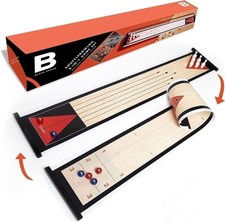The BLACK SERIES Tabletop Shuffleboard and Bowling 2 in 1 Set with Roll-Up