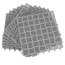 12 Pack 12x12 Inch Non-Slip Drainage Mats Soft PVC Modular Cushion Rubber Gray