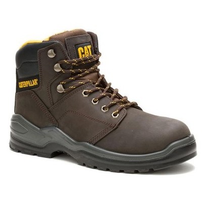 Men's CAT Striver Soft Toe Slip Resistant Brown Leather Boots P51088
