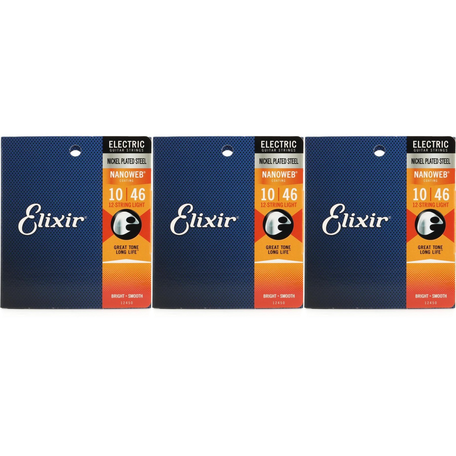Струны для электрогитары Elixir Strings 12450 Nanoweb - 010-046 Легкие 12-струнные 10390₽