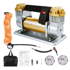Heavy Duty Portable Air Compressor Car Tire Inflator 12V 580w Duals Cylinder 