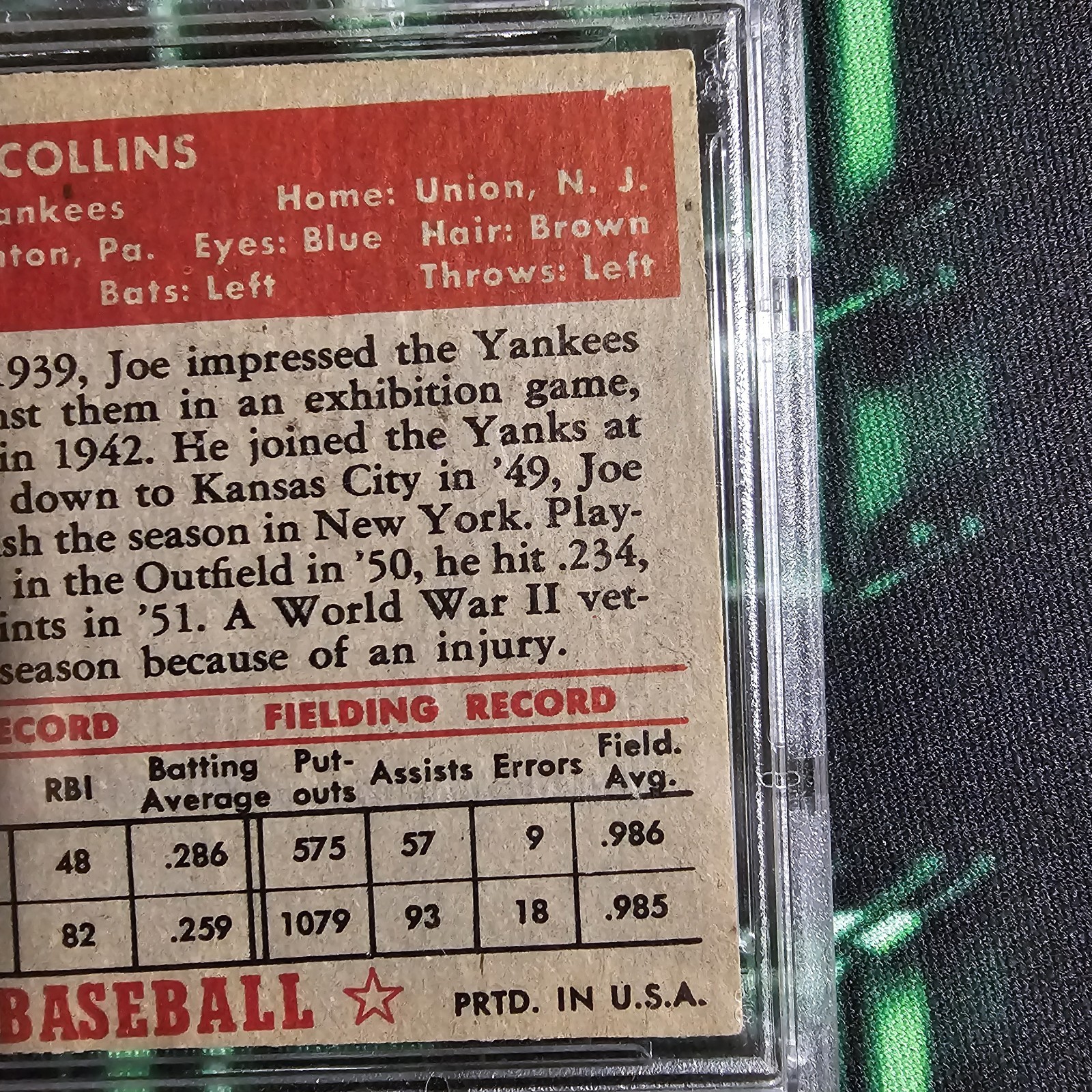 1952 Topps Joe Collins #202 PSA 6(MK) EX-MT  view 7