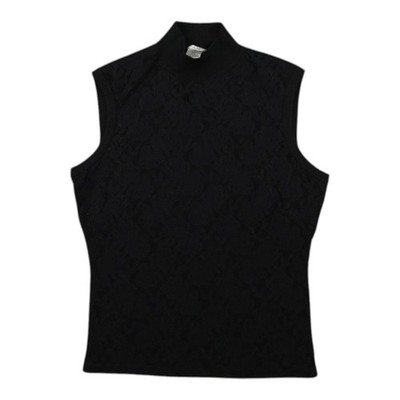 Cache Top Womens MEDIUM Black Mock Neck Knit Sleeveless Blouse Sweater Size M