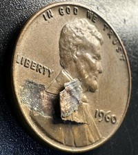 1960-p Lincoln Wheat Penny Delamination Obv Error Coin B-36