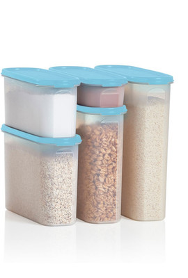 Tupperware Modular Mates Super Oval Set Serene Sky Blue Seals New